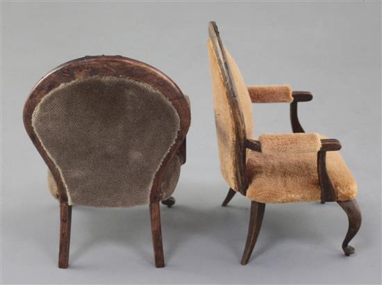 Denis Hillman. A pair of Louis XV style beech fauteuils, height 3.75in.
